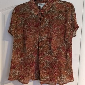 Rena Rowan Red and Brown Button Down Shirt